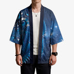 Aotearoa New Zealand New Year Kimono Tribal Koru Tattoo Blue Galaxy Maori Silver Fern