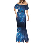 Aotearoa New Zealand New Year Mermaid Dress Tribal Koru Tattoo Blue Galaxy Maori Silver Fern