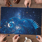 Aotearoa New Zealand New Year Puzzle Tribal Koru Tattoo Blue Galaxy Maori Silver Fern