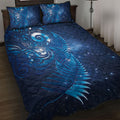 Aotearoa New Zealand New Year Quilt Bed Set Tribal Koru Tattoo Blue Galaxy Maori Silver Fern
