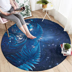 Aotearoa New Zealand New Year Round Carpet Tribal Koru Tattoo Blue Galaxy Maori Silver Fern