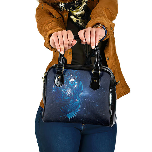 Aotearoa New Zealand New Year Shoulder Handbag Tribal Koru Tattoo Blue Galaxy Maori Silver Fern