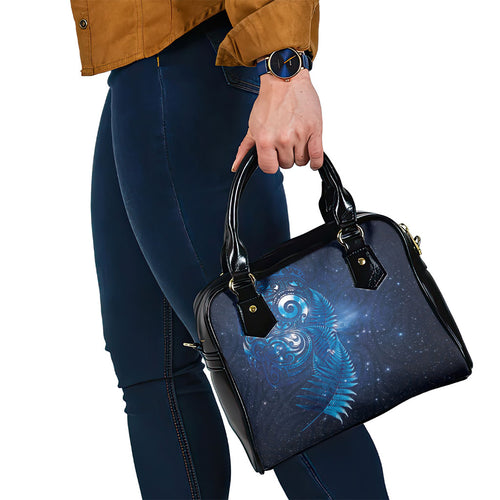 Aotearoa New Zealand New Year Shoulder Handbag Tribal Koru Tattoo Blue Galaxy Maori Silver Fern
