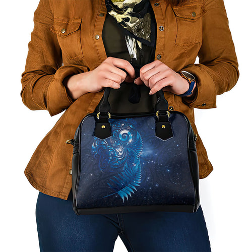 Aotearoa New Zealand New Year Shoulder Handbag Tribal Koru Tattoo Blue Galaxy Maori Silver Fern