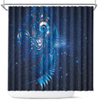 Aotearoa New Zealand New Year Shower Curtain Tribal Koru Tattoo Blue Galaxy Maori Silver Fern