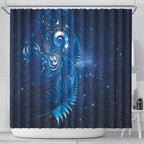 Aotearoa New Zealand New Year Shower Curtain Tribal Koru Tattoo Blue Galaxy Maori Silver Fern