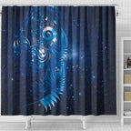 Aotearoa New Zealand New Year Shower Curtain Tribal Koru Tattoo Blue Galaxy Maori Silver Fern