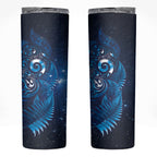 Aotearoa New Zealand New Year Skinny Tumbler Tribal Koru Tattoo Blue Galaxy Maori Silver Fern