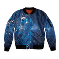 Aotearoa New Zealand New Year Sleeve Zip Bomber Jacket Tribal Koru Tattoo Blue Galaxy Maori Silver Fern