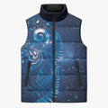 Aotearoa New Zealand New Year Sleeveless Puffer Jacket Tribal Koru Tattoo Blue Galaxy Maori Silver Fern