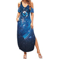 Aotearoa New Zealand New Year Summer Maxi Dress Tribal Koru Tattoo Blue Galaxy Maori Silver Fern