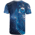 Aotearoa New Zealand New Year T Shirt Tribal Koru Tattoo Blue Galaxy Maori Silver Fern