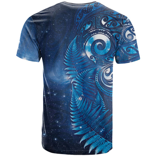 Aotearoa New Zealand New Year T Shirt Tribal Koru Tattoo Blue Galaxy Maori Silver Fern