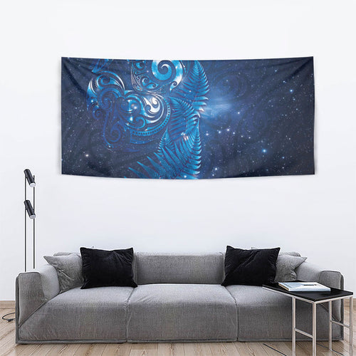 Aotearoa New Zealand New Year Tapestry Tribal Koru Tattoo Blue Galaxy Maori Silver Fern