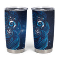 Aotearoa New Zealand New Year Tumbler Cup Tribal Koru Tattoo Blue Galaxy Maori Silver Fern