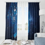 Aotearoa New Zealand New Year Window Curtain Tribal Koru Tattoo Blue Galaxy Maori Silver Fern