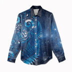Aotearoa New Zealand New Year Women Casual Shirt Tribal Koru Tattoo Blue Galaxy Maori Silver Fern