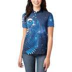Aotearoa New Zealand New Year Women Polo Shirt Tribal Koru Tattoo Blue Galaxy Maori Silver Fern