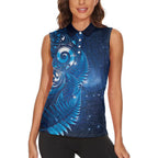 Aotearoa New Zealand New Year Women Sleeveless Polo Shirt Tribal Koru Tattoo Blue Galaxy Maori Silver Fern