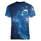 Aotearoa New Zealand New Year Women V-Neck T-Shirt Tribal Koru Tattoo Blue Galaxy Maori Silver Fern