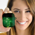 Aotearoa New Zealand New Year AirPods Case Tribal Koru Tattoo Green Galaxy Maori Silver Fern