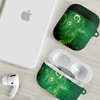Aotearoa New Zealand New Year AirPods Case Tribal Koru Tattoo Green Galaxy Maori Silver Fern
