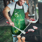 Aotearoa New Zealand New Year Apron Tribal Koru Tattoo Green Galaxy Maori Silver Fern