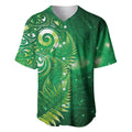 Aotearoa New Zealand New Year Baseball Jersey Tribal Koru Tattoo Green Galaxy Maori Silver Fern
