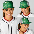 Aotearoa New Zealand New Year Baseball Net Cap Tribal Koru Tattoo Green Galaxy Maori Silver Fern