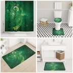 Aotearoa New Zealand New Year Bathroom Set Tribal Koru Tattoo Green Galaxy Maori Silver Fern