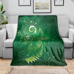 Aotearoa New Zealand New Year Blanket Tribal Koru Tattoo Green Galaxy Maori Silver Fern