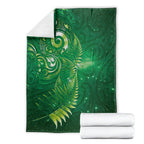 Aotearoa New Zealand New Year Blanket Tribal Koru Tattoo Green Galaxy Maori Silver Fern