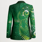 Aotearoa New Zealand New Year Blazer Tribal Koru Tattoo Green Galaxy Maori Silver Fern