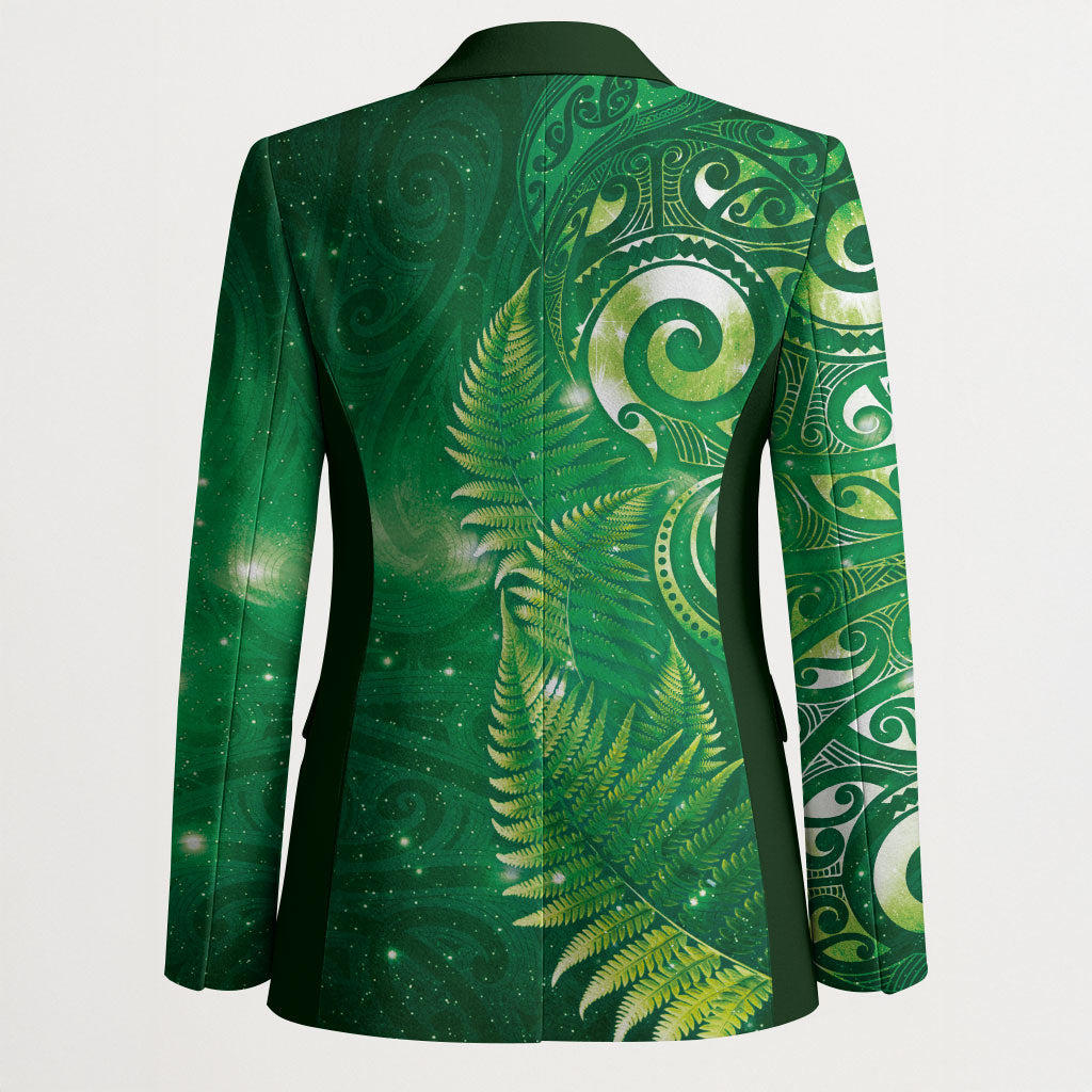Aotearoa New Zealand New Year Blazer Tribal Koru Tattoo Green Galaxy Maori Silver Fern