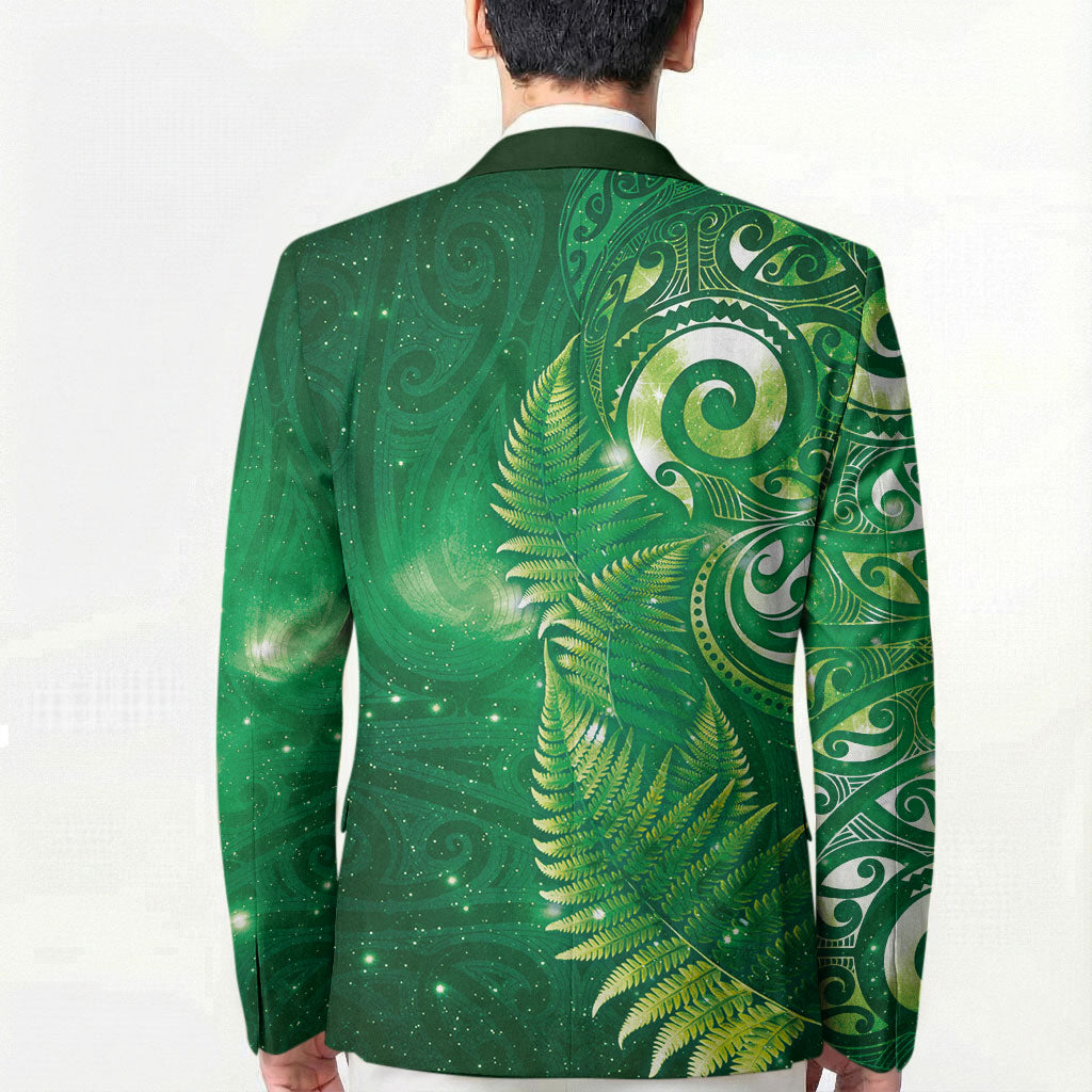 Aotearoa New Zealand New Year Blazer Tribal Koru Tattoo Green Galaxy Maori Silver Fern