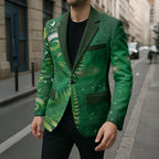 Aotearoa New Zealand New Year Blazer Tribal Koru Tattoo Green Galaxy Maori Silver Fern