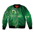 Aotearoa New Zealand New Year Bomber Jacket Tribal Koru Tattoo Green Galaxy Maori Silver Fern