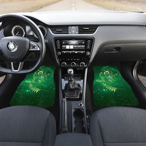 Aotearoa New Zealand New Year Car Mats Tribal Koru Tattoo Green Galaxy Maori Silver Fern