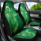 Aotearoa New Zealand New Year Car Seat Cover Tribal Koru Tattoo Green Galaxy Maori Silver Fern