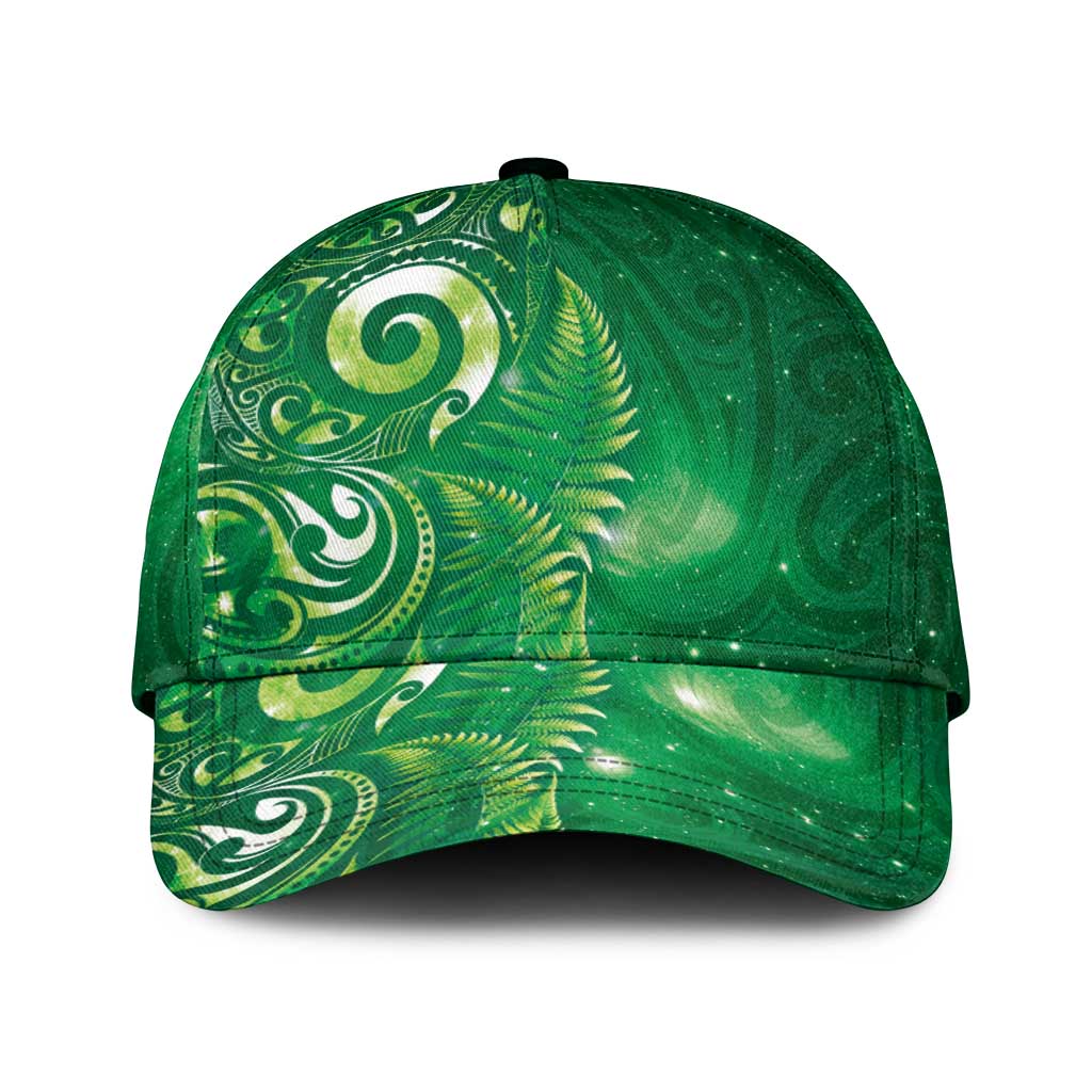 Aotearoa New Zealand New Year Classic Cap Tribal Koru Tattoo Green Galaxy Maori Silver Fern