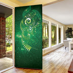 Aotearoa New Zealand New Year Door Cover Tribal Koru Tattoo Green Galaxy Maori Silver Fern