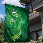 Aotearoa New Zealand New Year Garden Flag Tribal Koru Tattoo Green Galaxy Maori Silver Fern