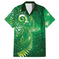 Aotearoa New Zealand New Year Hawaiian Shirt Tribal Koru Tattoo Green Galaxy Maori Silver Fern