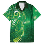 Aotearoa New Zealand New Year Hawaiian Shirt Tribal Koru Tattoo Green Galaxy Maori Silver Fern