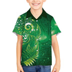 Aotearoa New Zealand New Year Hawaiian Shirt Tribal Koru Tattoo Green Galaxy Maori Silver Fern