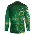 Aotearoa New Zealand New Year Hockey Jersey Tribal Koru Tattoo Green Galaxy Maori Silver Fern
