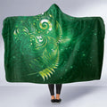Aotearoa New Zealand New Year Hooded Blanket Tribal Koru Tattoo Green Galaxy Maori Silver Fern