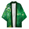 Aotearoa New Zealand New Year Kimono Tribal Koru Tattoo Green Galaxy Maori Silver Fern