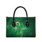 Aotearoa New Zealand New Year Leather Bag Tribal Koru Tattoo Green Galaxy Maori Silver Fern