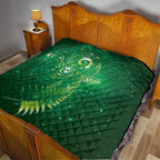 Aotearoa New Zealand New Year Quilt Tribal Koru Tattoo Green Galaxy Maori Silver Fern
